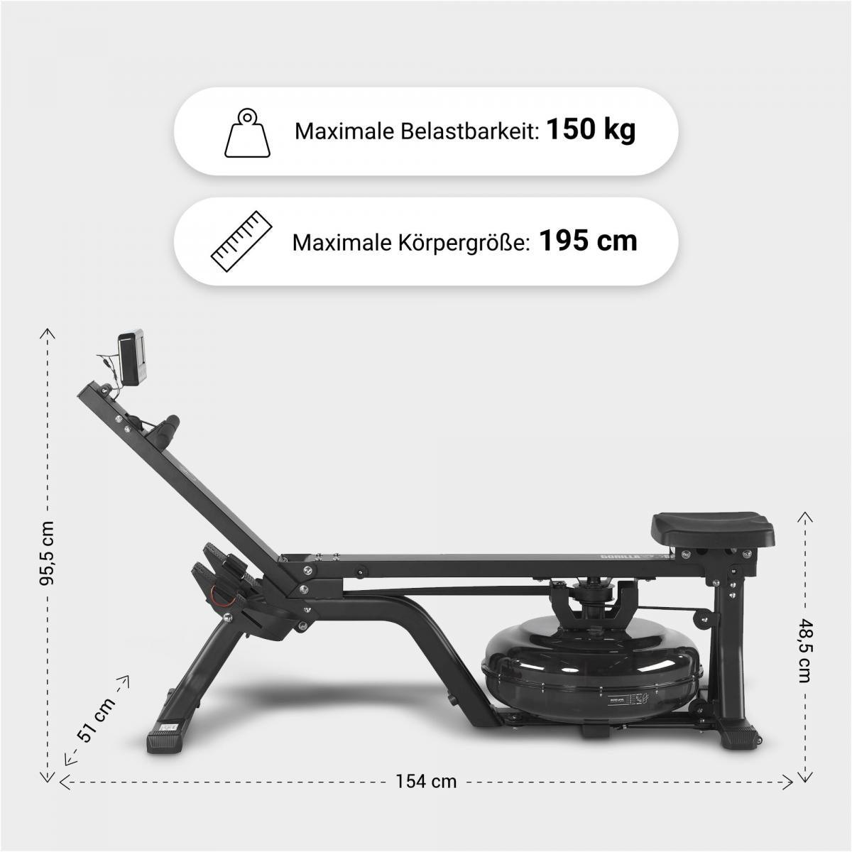 Wasserrudergerät mit Trainingscomputer - MAXXUS